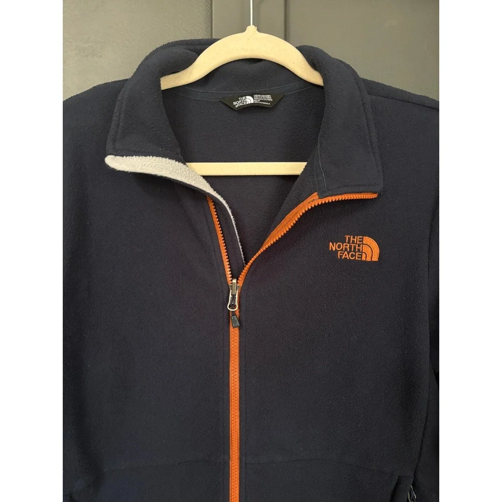 The North Face Fleece Jacket Mens M Navy‎ Blue Orange Full Zip Outdoor Hiking